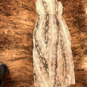 Snakeskin maxi high slit shorts jumpsuit. Pink Turquoise snakeskin print.